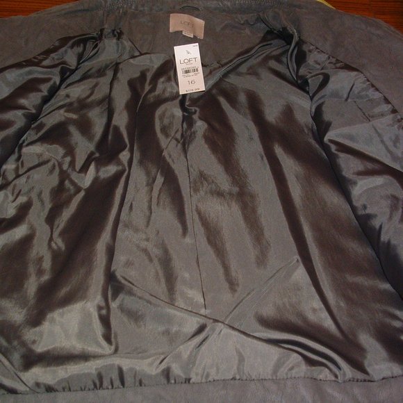 Loft Size 16 Gray Faux Nubuck Leather Moto Jacket (NWT) - Picture 12 of 14